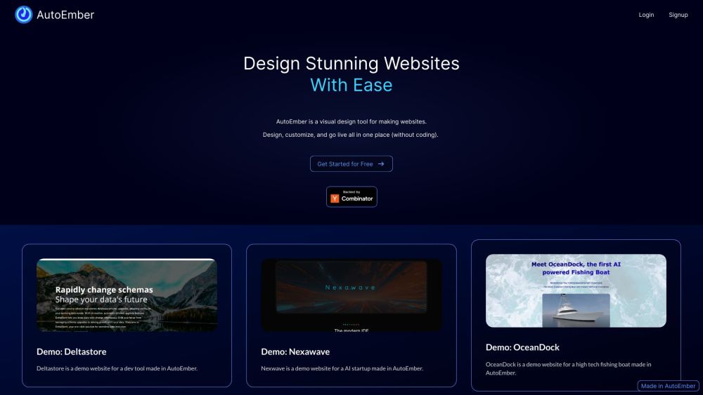 AutoEmber Website screenshot