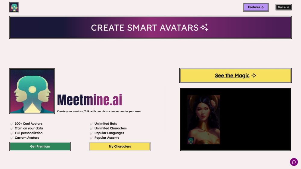 Meet Mine AI Website screenshot