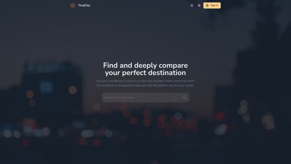 FindCity Website screenshot