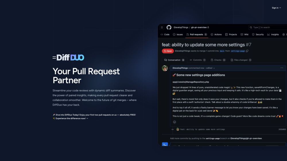 DiffDuo Website screenshot