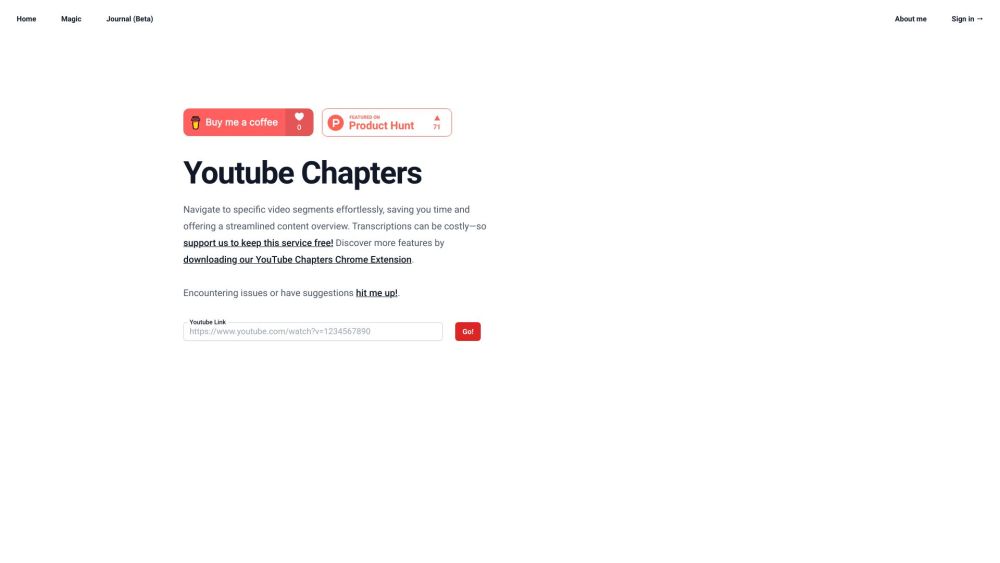 YouTubeChapters.app Website screenshot