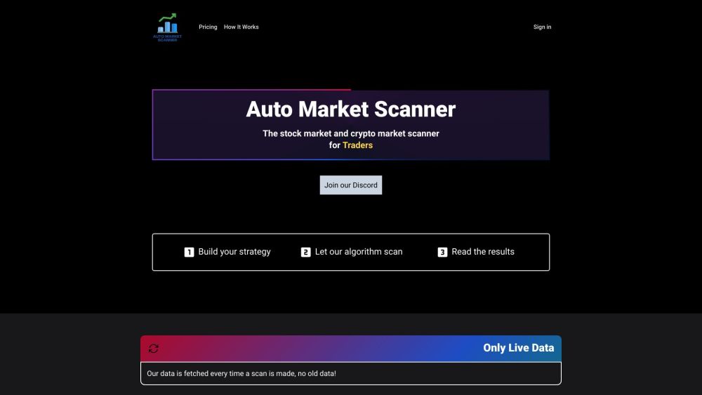 Auto Market Scanner Website screenshot