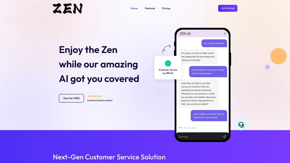 ZEN AI | Customer Service AI For Everyone Website screenshot