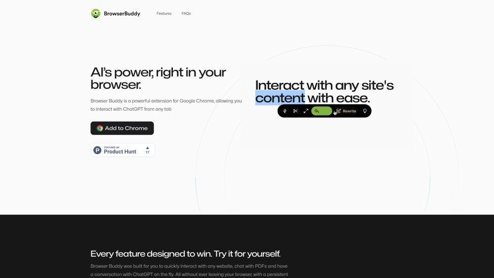 Browser Buddy Website screenshot