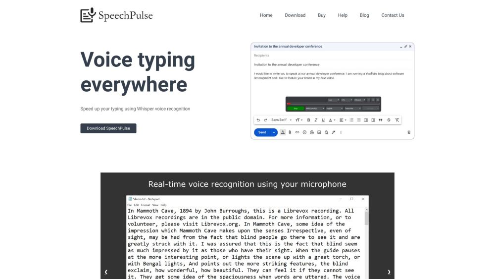 SpeechPulse Website screenshot