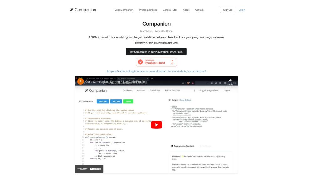 Code Companion Website screenshot