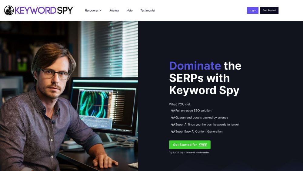 KeywordSpy Website screenshot