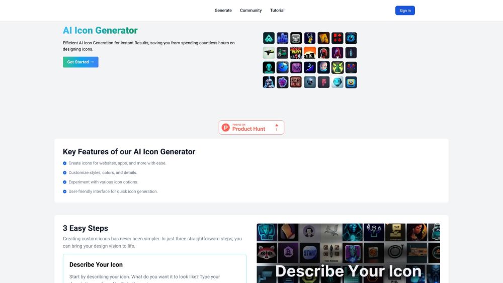 AI Icon Generator Website screenshot