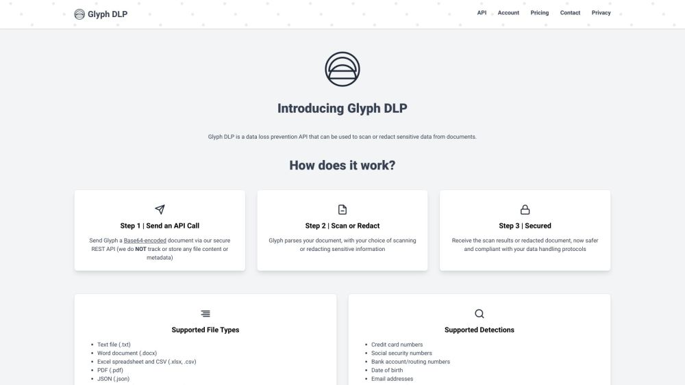 Glyph DLP Website screenshot