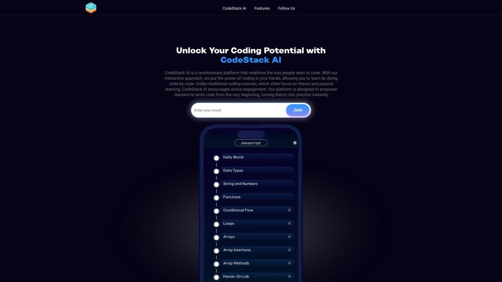 CodeStack AI Website screenshot