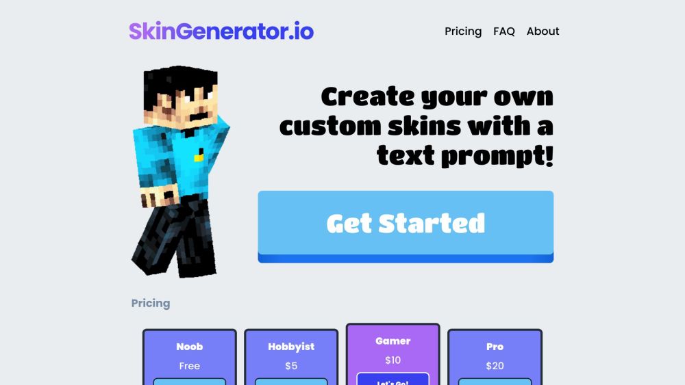 skingenerator.io - A Minecraft Skin Generator Website screenshot