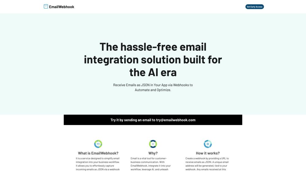 EmailWebhook Website screenshot