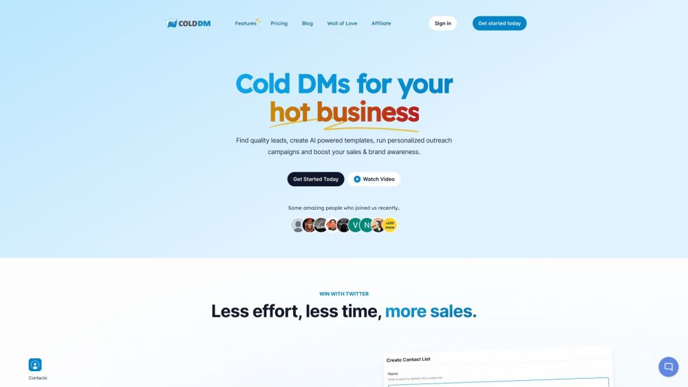 Cold DM Website screenshot