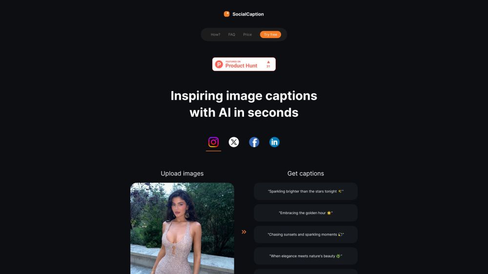 Social Caption Website screenshot