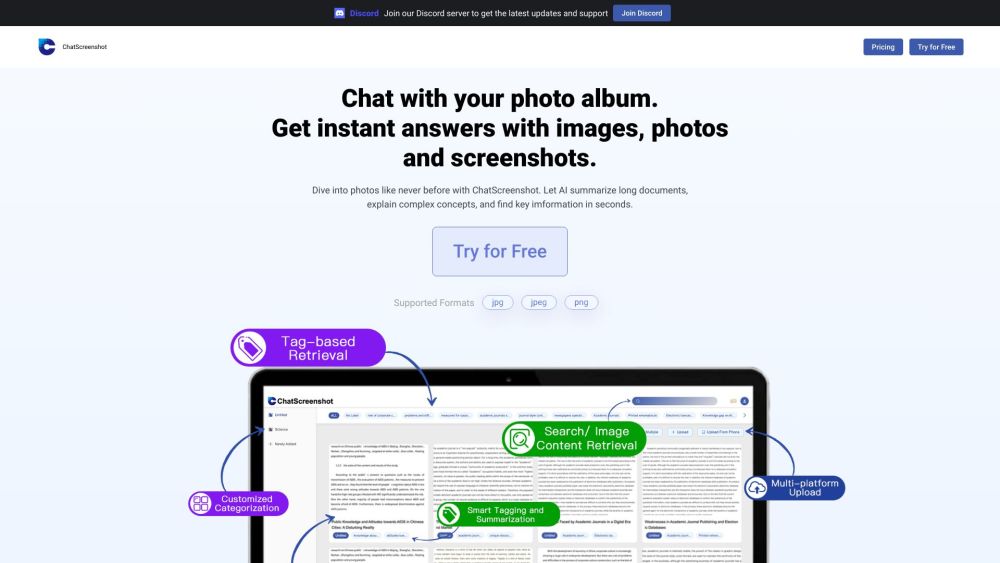 ChatScreenshot Website screenshot