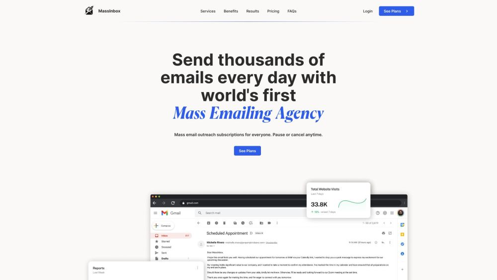 MassInbox Website screenshot