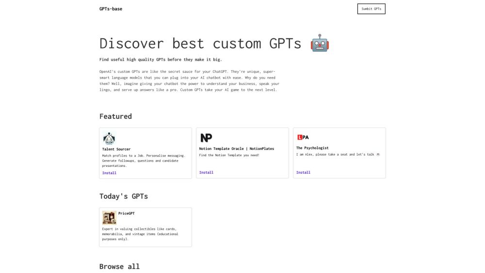 GPTs Base Website screenshot