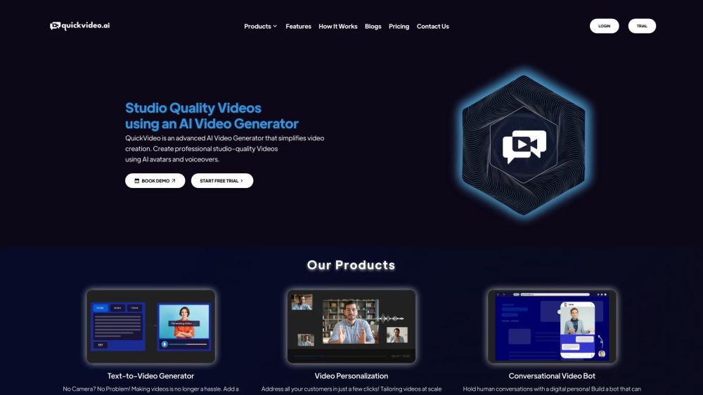 QuickVideo Website screenshot