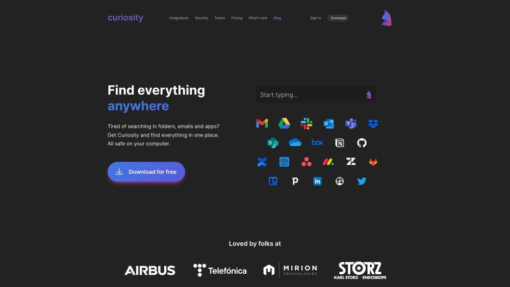 Curiosity Website screenshot