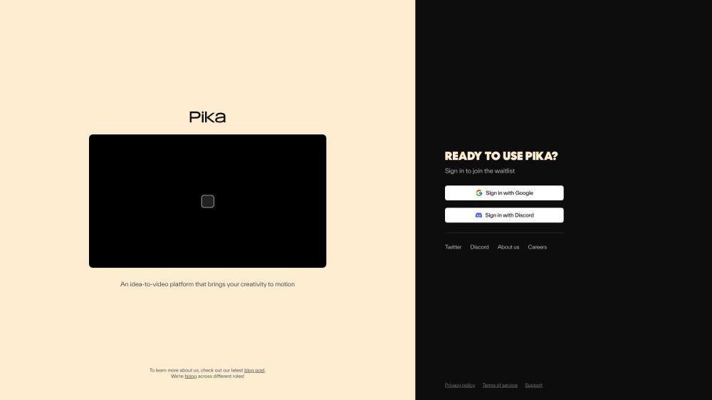 Pika Website screenshot