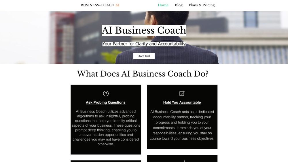 AI Business Coach Website screenshot