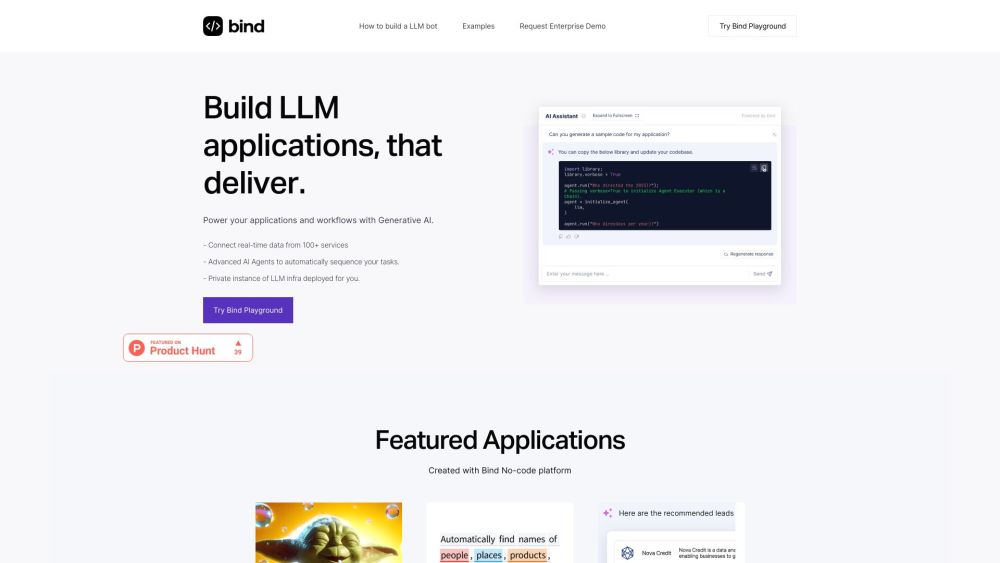 Bind Website screenshot