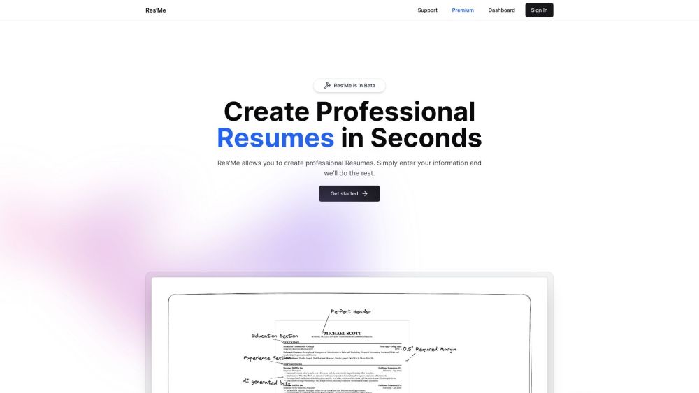 ResMe - Free Resume Builder Website screenshot