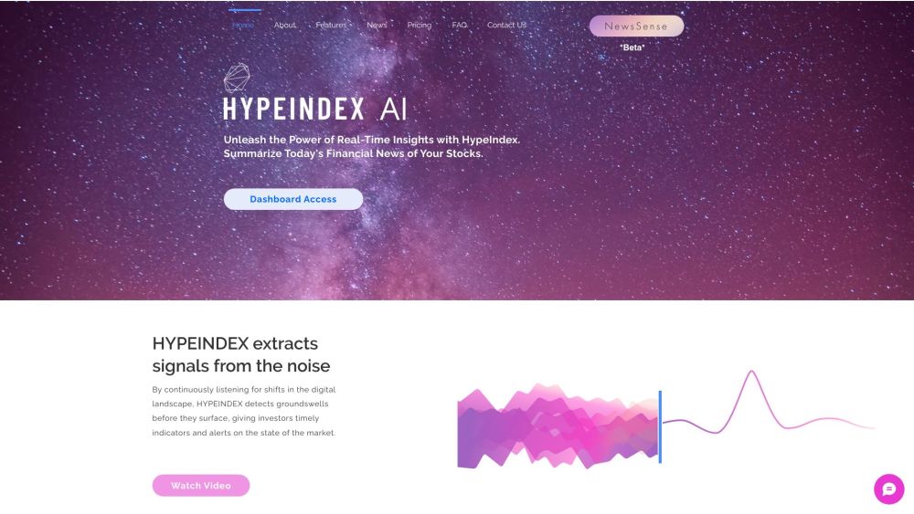 HypeIndex Website screenshot