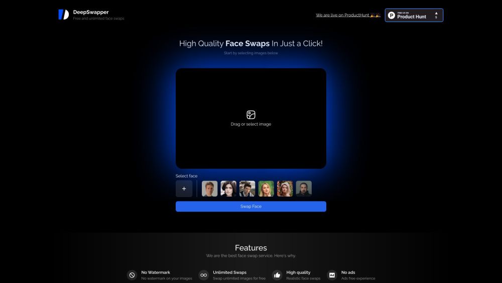 Deep Swapper Website screenshot