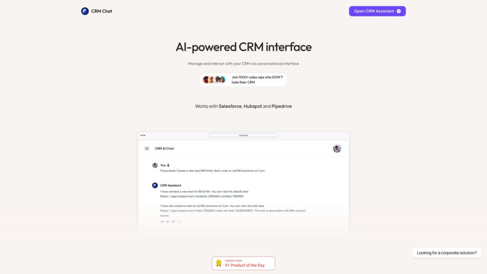 CRM Chat Website screenshot