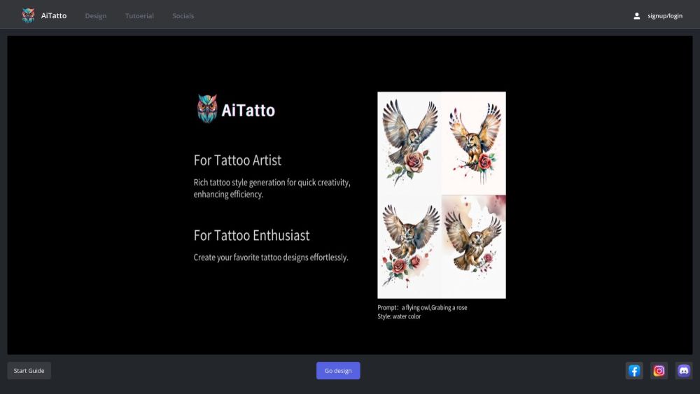 AiTatto Website screenshot