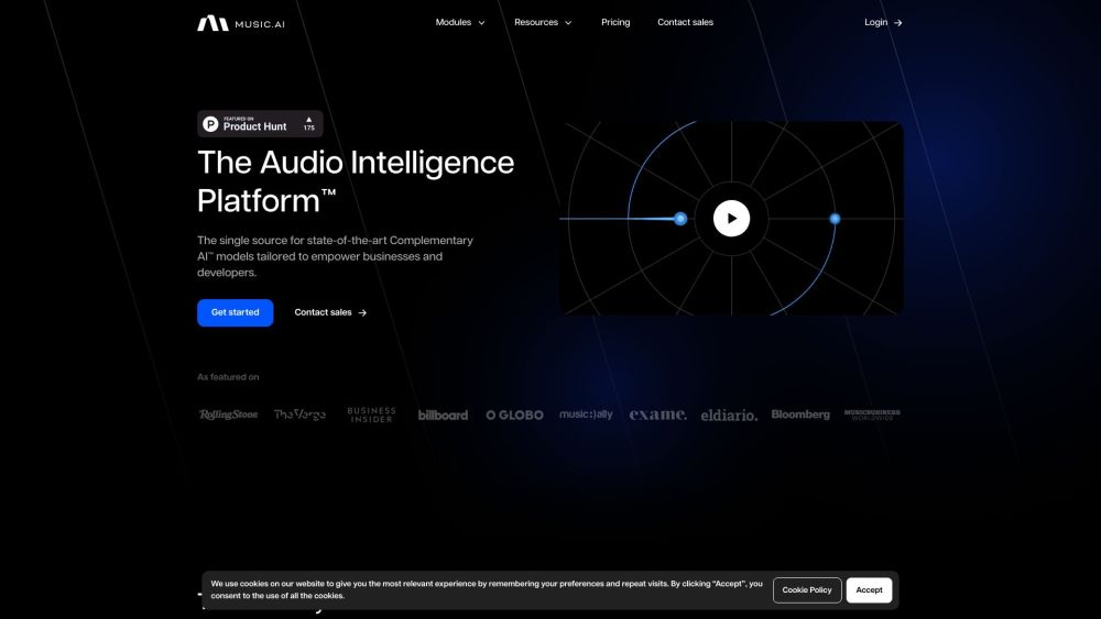 Music.AI Website screenshot