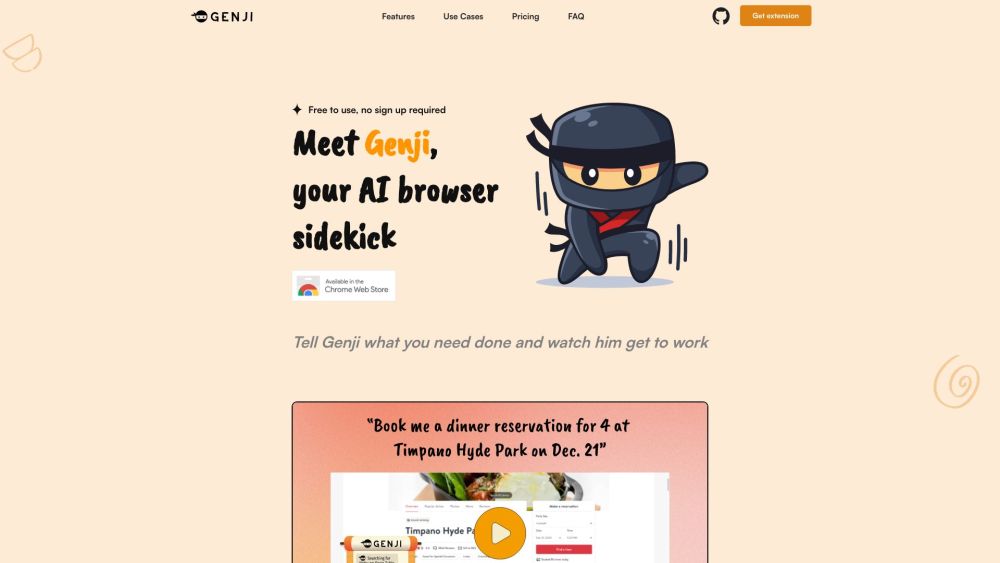 Genji - AI Browser Assistant Website screenshot