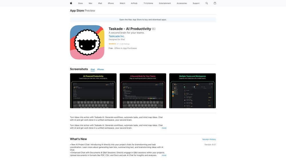 Taskade Website screenshot