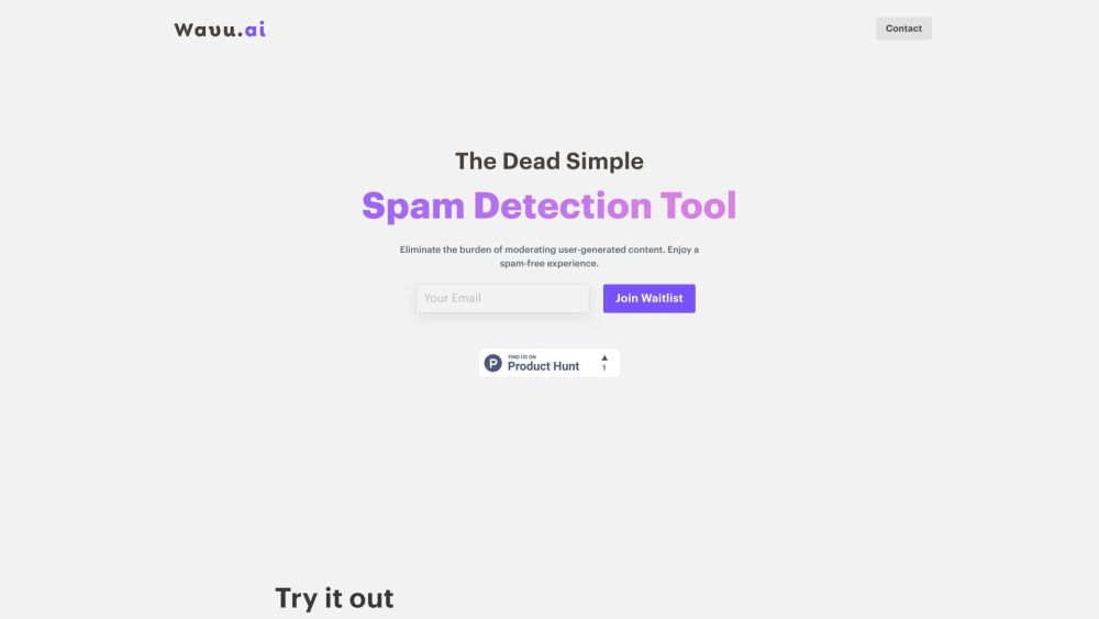 The Dead Simple Spam Detection Tool Website screenshot