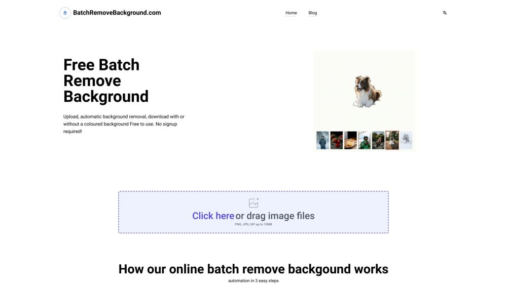 BatchRemoveBackground.com Website screenshot