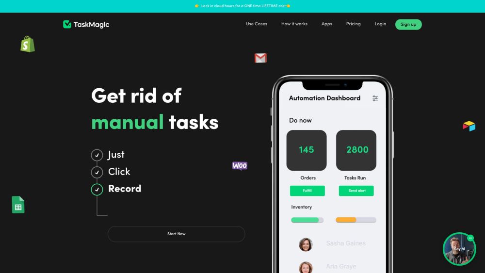 TaskMagic Automation Website screenshot