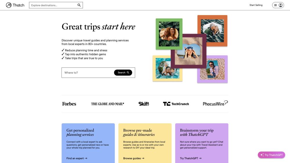 Buy, Sell and Discover Unique Travel Website screenshot