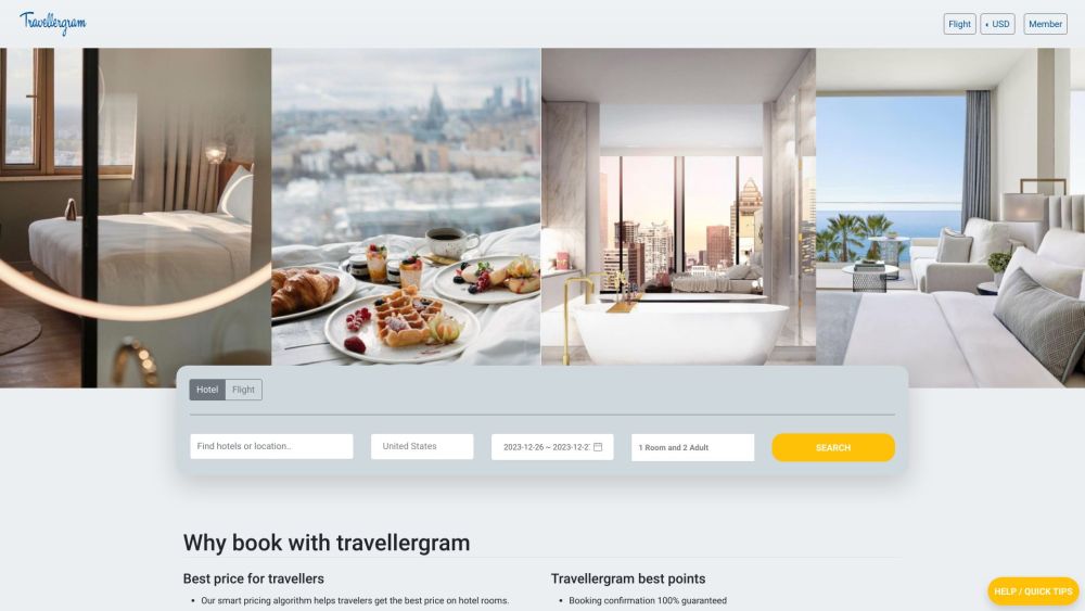 Travellergram Website screenshot