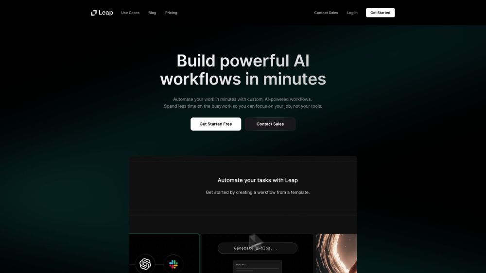 Leap AI Website screenshot