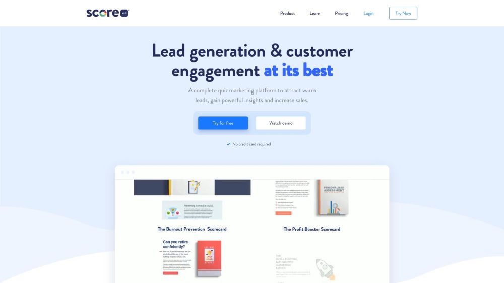 ScoreApp: Advanced Quiz Funnel Marketing | Quiz Software Website screenshot