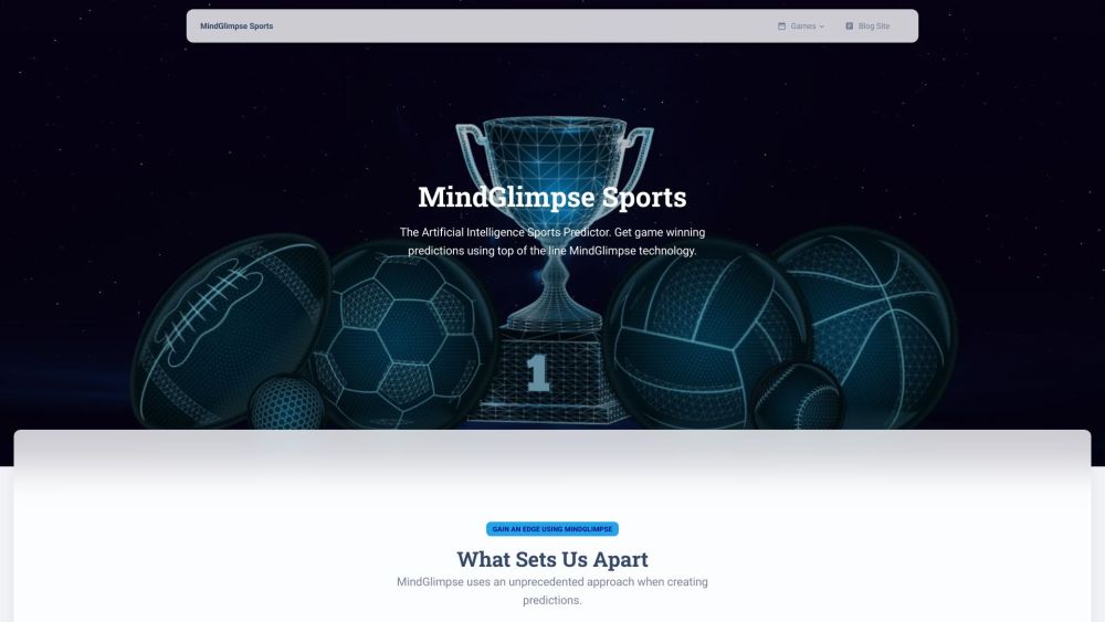 MindGlimpse Sports Website screenshot