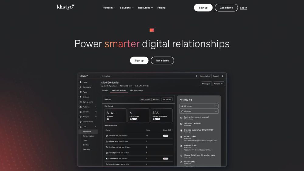 Klaviyo Website screenshot