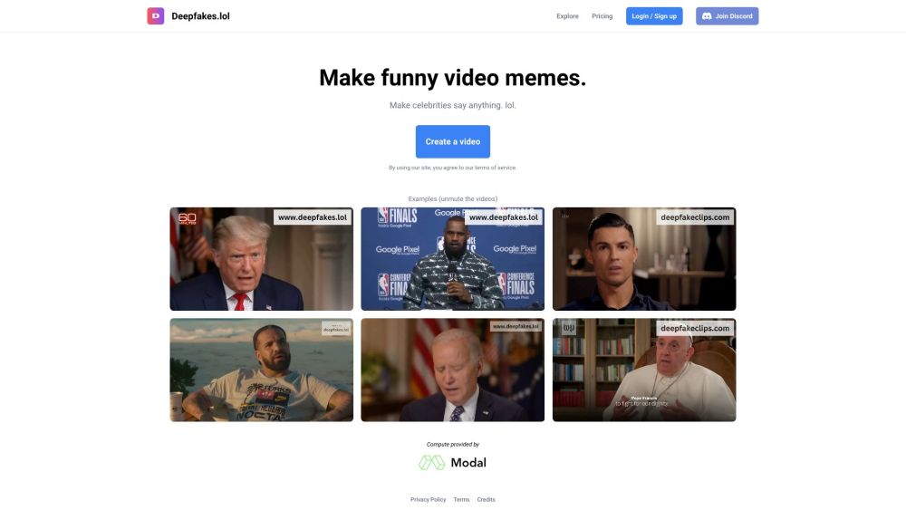 Deepfakes.lol Website screenshot