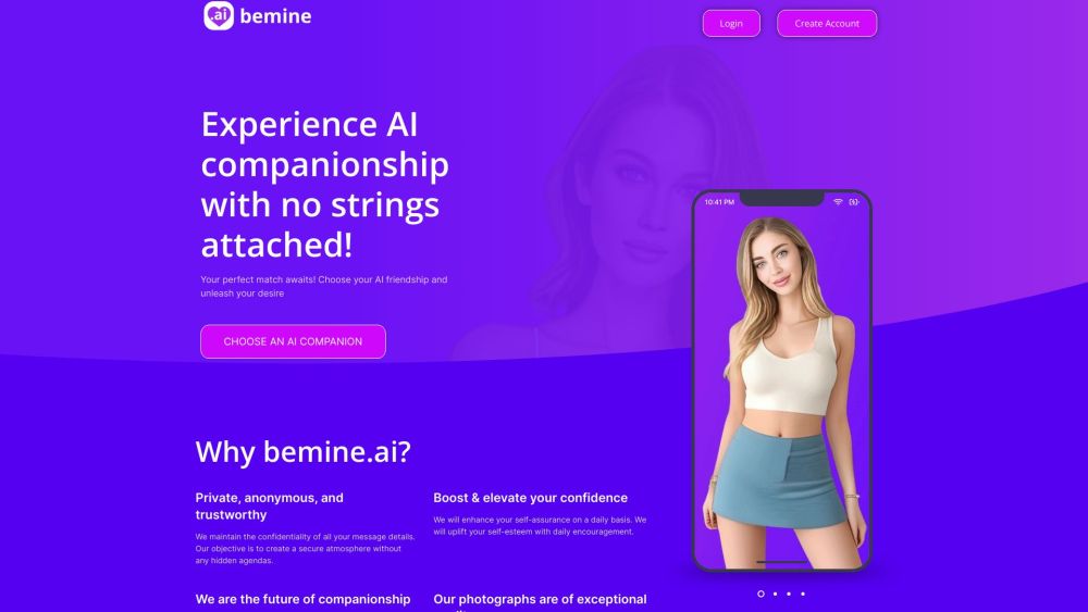 Bemine.ai Website screenshot