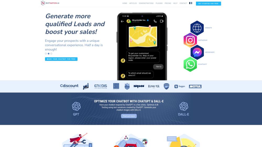 Botnation | No. 1 Agency for chatbot creation and development Website screenshot