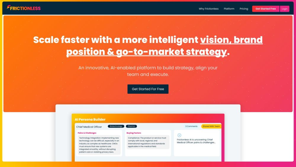 Frictionless - AI-Enabled Strategic Consulting Platform Website screenshot