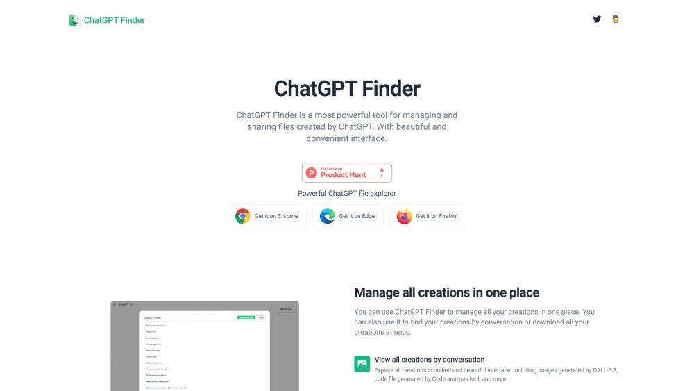 ChatGPT Finder Website screenshot