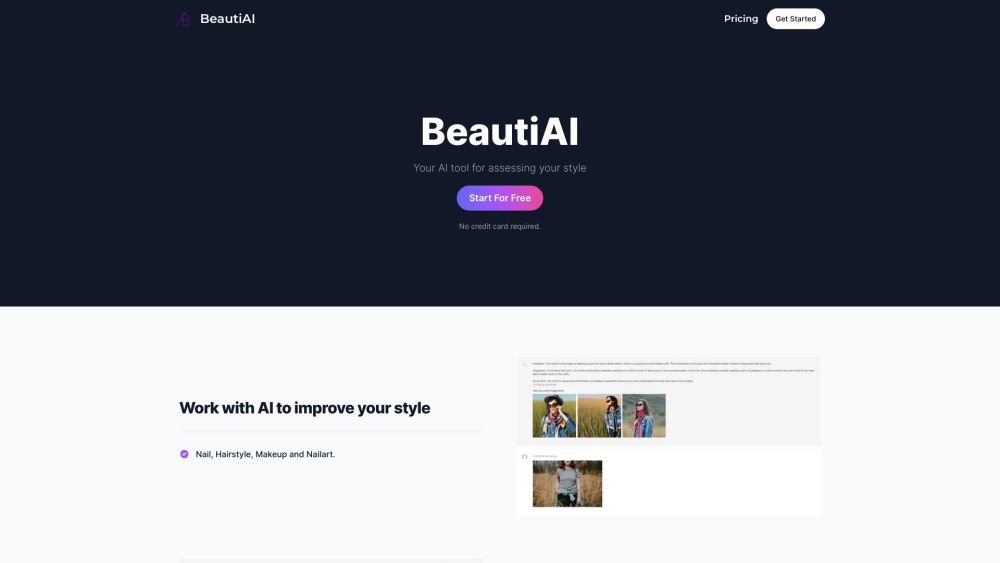 BeautiAI Website screenshot