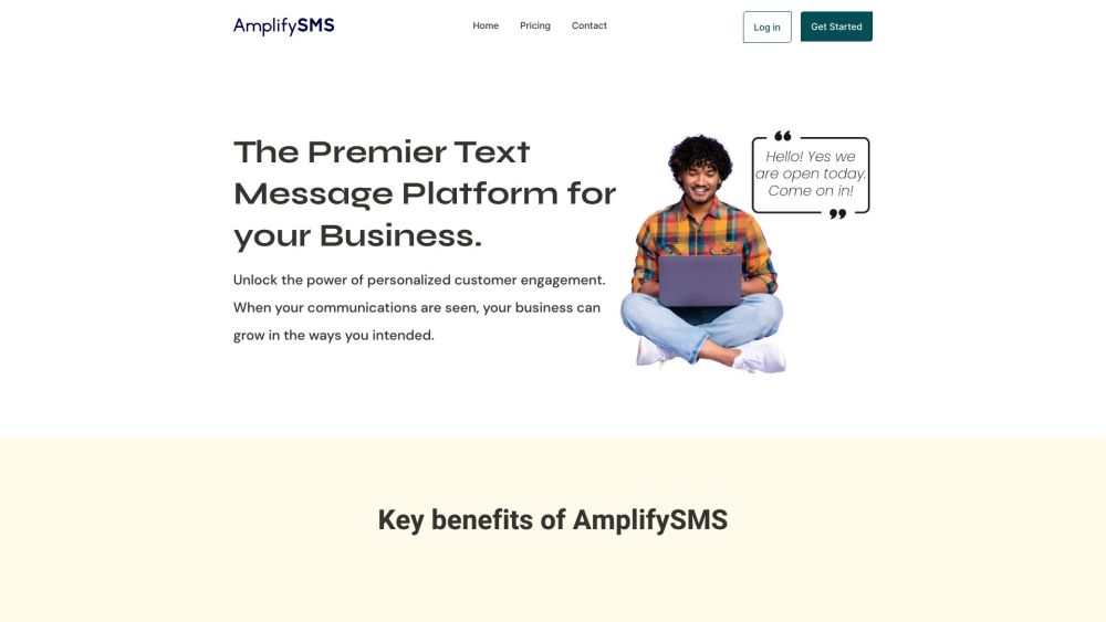 AmplifySMS Website screenshot